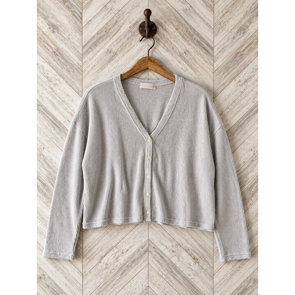 Urban Outfitters Cardigan Waffle Knit Button Front Grey Large